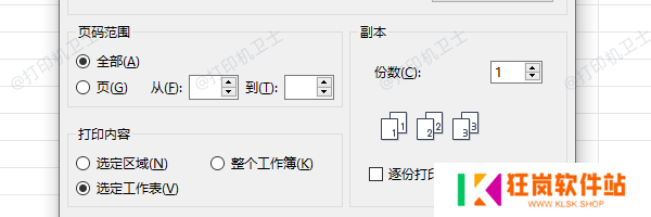 选择“仅打印含数据的页面”